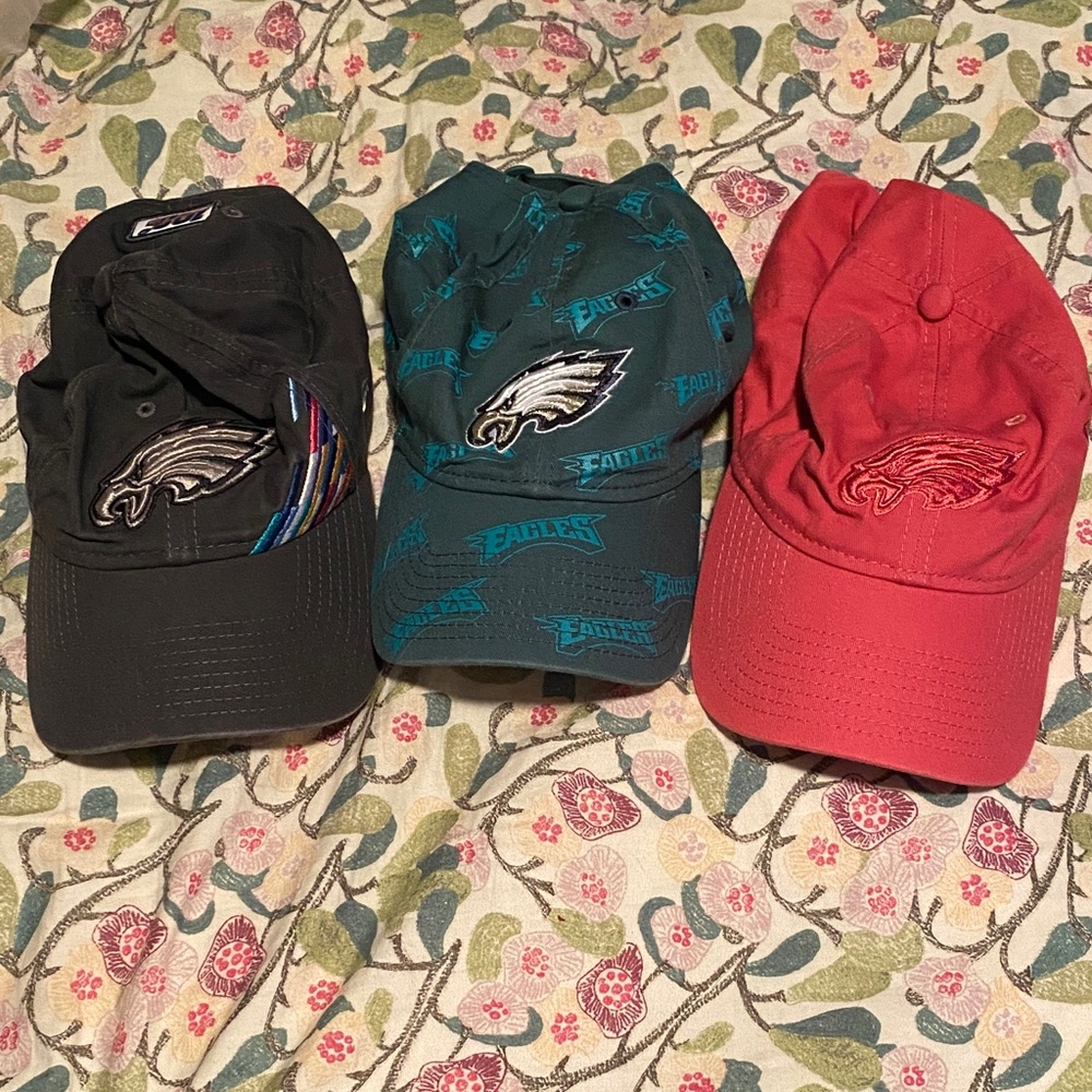 NFL Eagles Cap Collection in Dark Gray, Teal, and Red